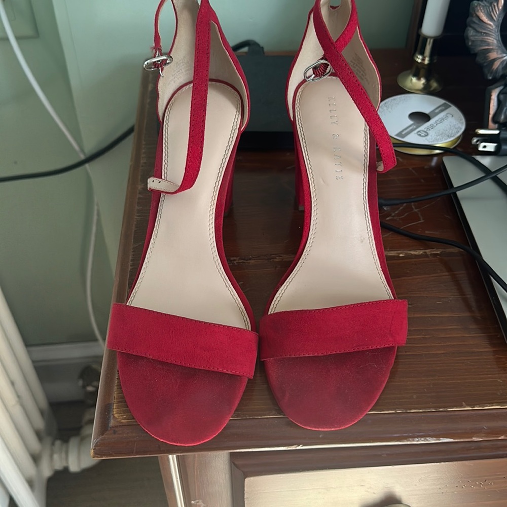 Kelly and Katie Red Suede Heels